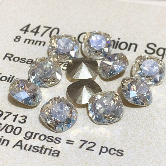 Swarovski 4470 crystal Cushion Square Crystal Moonlight（8mm）