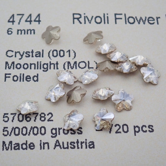 Swarovski 4744 crystal Flower Fancy Stone Crystal Moonlight（6mm）