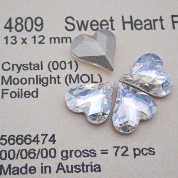 Swarovski 4809 crystal Sweet heart Fancy Stone Crystal Moonlight （13x12mm）