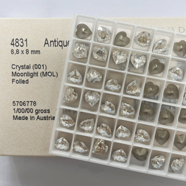 Swarovski 4831 Crystal Antique Heart Fancy Stone Crystal Moonlight（8.8x8mm）