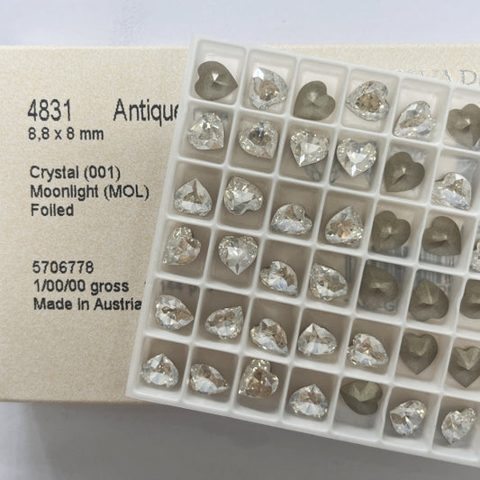 Swarovski 4831 Crystal Antique Heart Fancy Stone Crystal Moonlight（8.8x8mm）