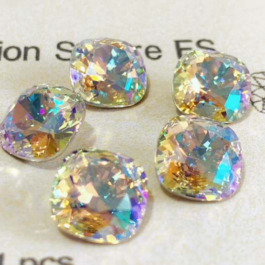 Swarovski 4470 crystal Cushion Square Crystal Shimmer （10mm）