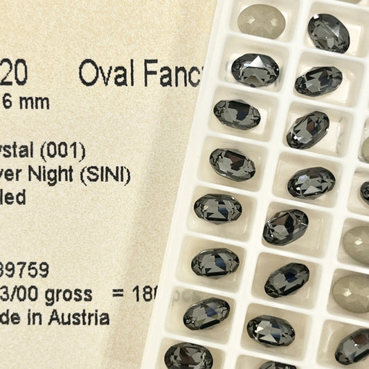 Swarovski 4120 crystal Oval Fancy Stone Silver Night（8x6mm）