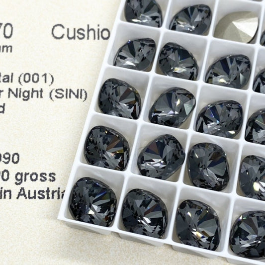 Swarovski 4470 crystal Cushion Square Crystal Silver Night（10mm）