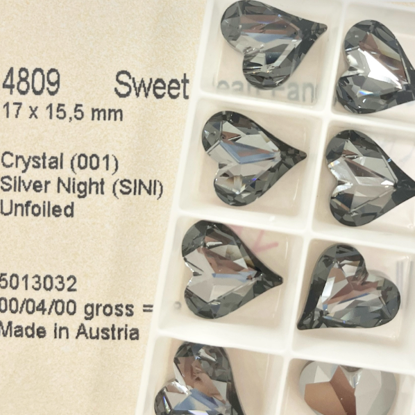 Swarovski 4809 crystal Sweet heart Fancy Stone Crystal Shimmer（17x15mm）
