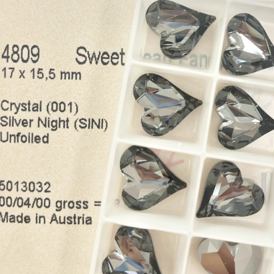 Swarovski 4809 crystal Sweet heart Fancy Stone Crystal Shimmer（17x15mm）