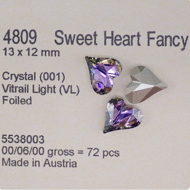 Swarovski 4809 crystal Sweet heart Fancy Stone Vitrail Light（13x12mm）