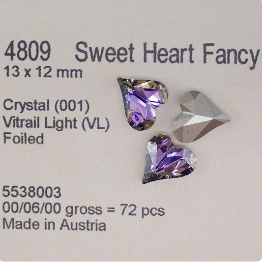 Swarovski 4809 crystal Sweet heart Fancy Stone Vitrail Light（13x12mm）